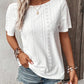 Lace Detail Eyelet Short Sleeve Blouse