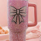 Pink Sweet Rhinestone Bow Tumbler Cup with Straw and Handle