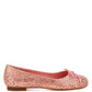 Apollon Bow Detail Foil Print Suede Ballerinas