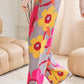 Flower Printed Casual Cozy Full Long Wide Pants