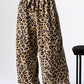 Brown Leopard Print Straight Leg Tie Waist Pant