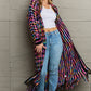 Multicolored Open Front Fringe Hem Cardigan