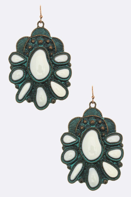 Squash Blossom Western Enamel Earrings