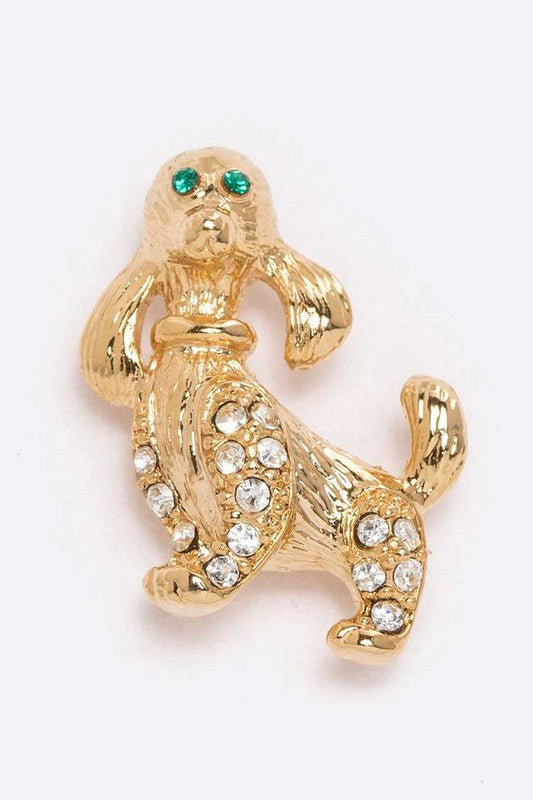 Crystal Poodle Lapel Pin