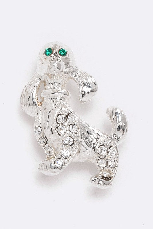 Crystal Poodle Lapel Pin