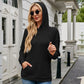 Ribbed Drawstring Long Sleeve Hoodie