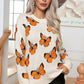 Butterfly Round Neck Long Sleeve Sweater