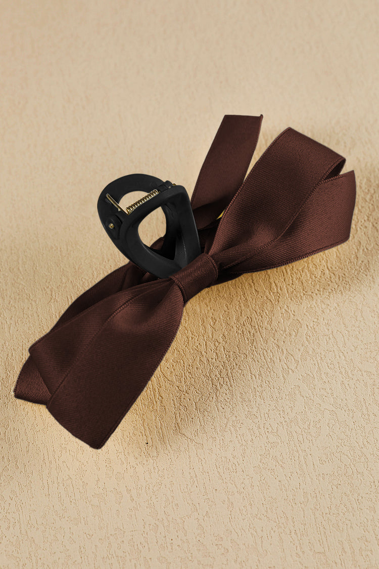 Black Solid Color Ribbon Bow Decor Hair Clip