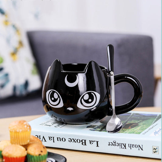 Cartoon Cat-shaped Ceramic Cup High Temperature Resistance Couple's Cups Ceramic Cup Creative Large Capacity Mug