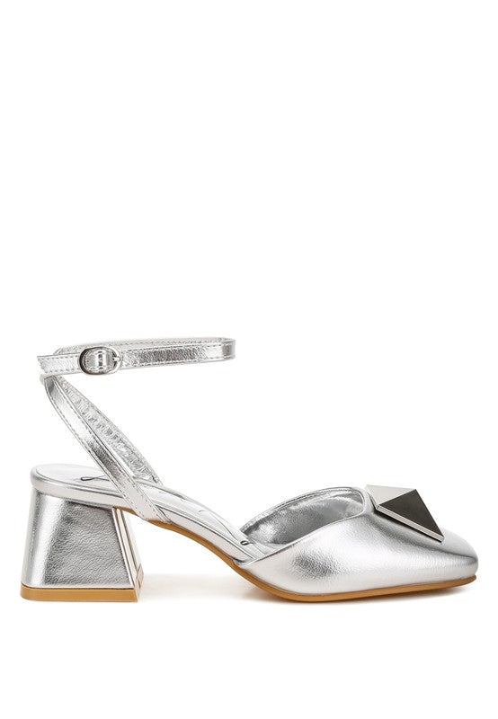 Griselda Brooch Detail Ankle Strap Sandals