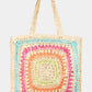 Fame Rainbow Crochet Knit Tote Bag