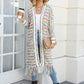 Multicolored Open Front Fringe Hem Cardigan