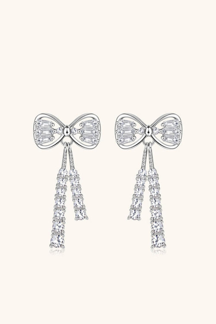 1.12 Carat Moissanite 925 Sterling Silver Bow Earrings - Rebel K Collective