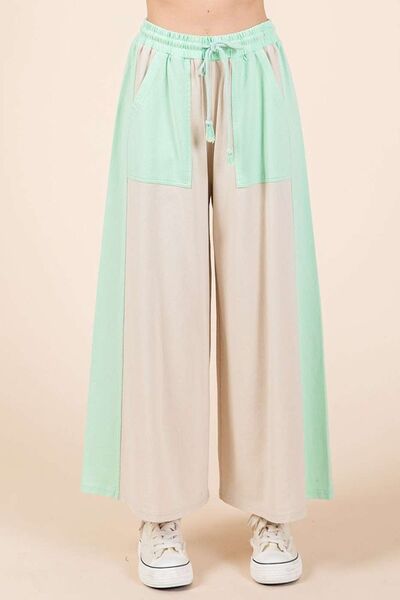 Color block wide leg pants