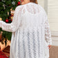 White Plus Size Eyelet Knit Open Front Cardigan