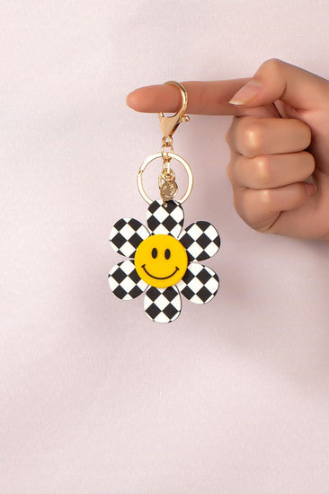 Checker flower keychain