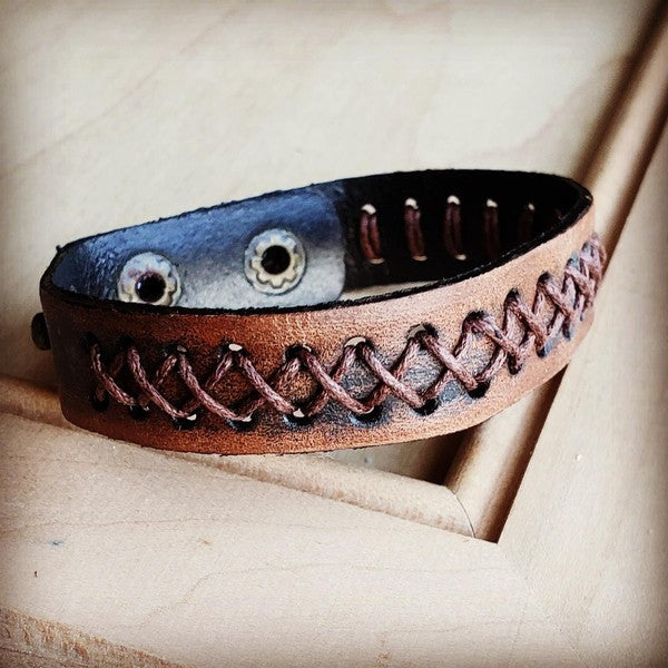 Dark Brown Vinatge Cuff X pattern