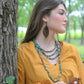 Triple Strand Turquoise & Wood Collar Necklace