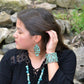 Leather Oval Earrings Cowboy Turquoise