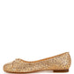 Apollon Bow Detail Foil Print Suede Ballerinas