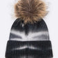 Raccoon Fur Pom Tie Dyed Cotton Blend Beanie