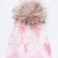 Raccoon Fur Pom Tie Dyed Cotton Blend Beanie