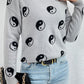 Graphic Mock Neck Dropped Shoulder Sweater