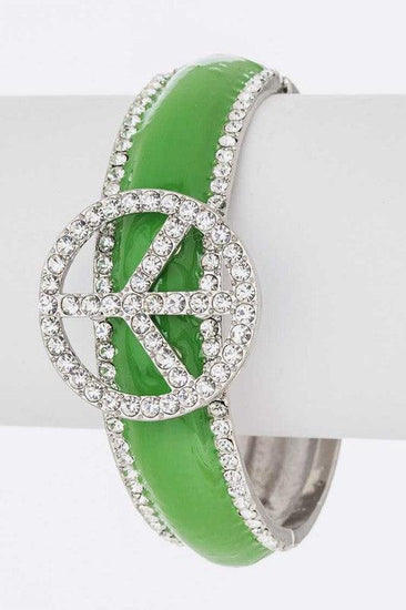 Crystal, Peace, Sign, Enamel, Hinge, Bangle - Rebel K Collective