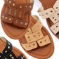 Slide sandal with rivet studs