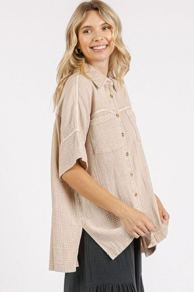 Cotton gauze oversized top