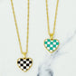 Checkered Heart Necklace - Turquoise