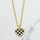 Checkered Heart Necklace - Turquoise