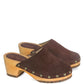 CEDRUS FINE SUEDE STUDDED CLOG MULES