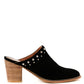 LESLIE STACKED HEEL MULES