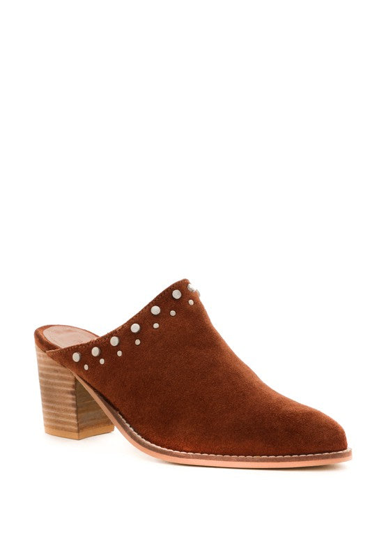 LESLIE STACKED HEEL MULES