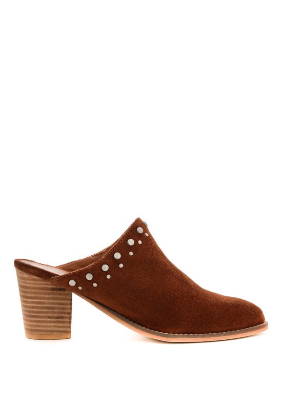 LESLIE STACKED HEEL MULES