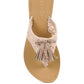 Beech Handwoven Natural Suede Tassel Thong Flats