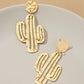 Hammered thin metal openwork cactus drop earrings - Rebel K Collective