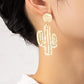 Hammered thin metal openwork cactus drop earrings - Rebel K Collective