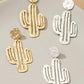 Hammered thin metal openwork cactus drop earrings - Rebel K Collective