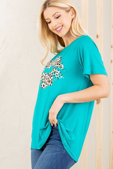 Leopard lip round neck tee