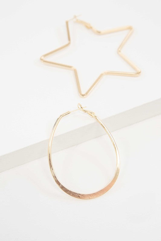 oval star hoop earrings