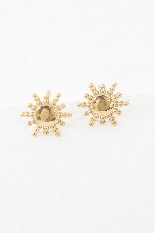 gold sun stud earrings