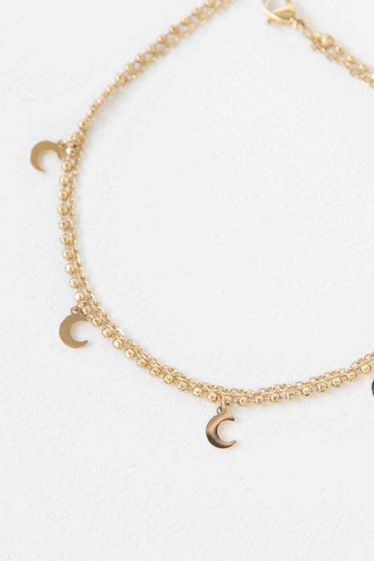 Gold moon anklet