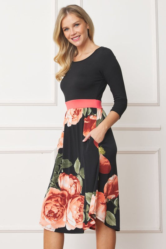 Curved Hem Band Midi Dress