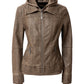 Women's Hood PU Leather Jacket