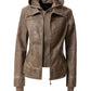 Women's Hood PU Leather Jacket