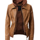 Women's Hood PU Leather Jacket