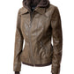 Women's Hood PU Leather Jacket