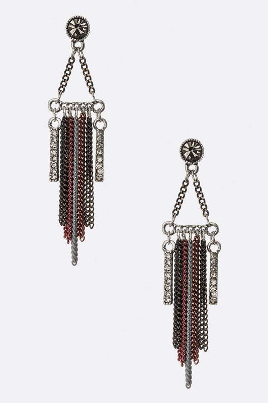 Mix Chain Tassel Earrings